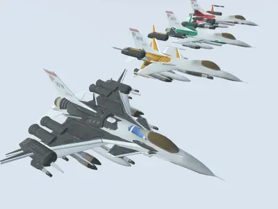 fighter jets Low-poly 3D model