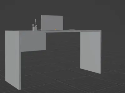 Realistic Low Poly Office Desk Scene with laptop Free low-poly 3D model
