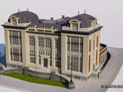 Emile Jacqmain High School Bruxelles building Low-poly 3D model
