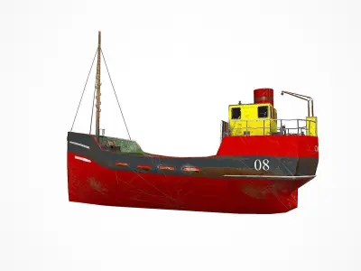 Old Cargo Ship Low-poly PBR Low-poly 3D model