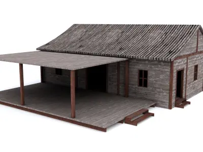 Warehouse wooden house Low-poly 3D model