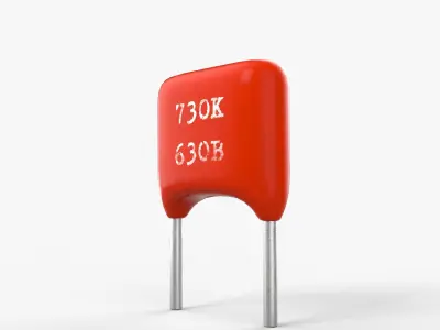 Polyester Film Capacitor with 2K PBR textures Low-poly 3D model
