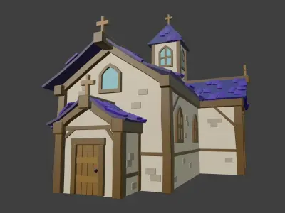 Church with roof Low-poly 3D model
