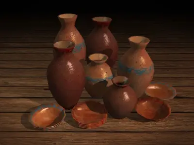 Ancient Breakable Pottery Free low-poly 3D model