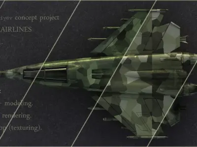 Fighter camouflaged jet 3D model