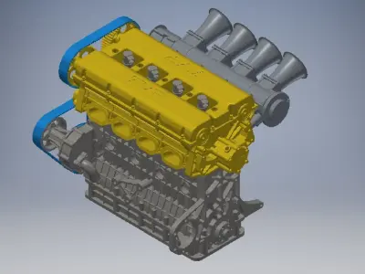 4 Cylinder Engine 3D model 3D model