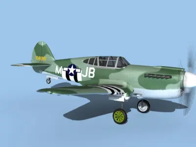 Curtiss P-40F Warhawk V07 USAAF 3D model