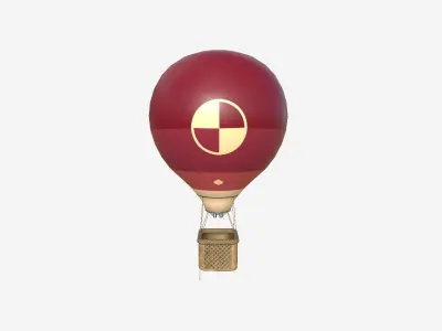 Balloon Hot Air 07 Wine - Aircraft Cartoon Low-poly 3D model