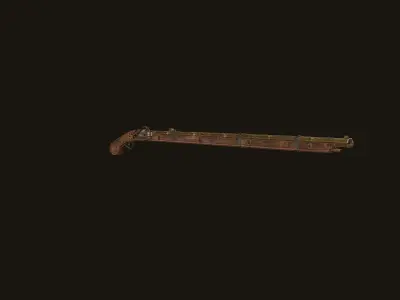 Weapon - Gun - Flintlock - Japanese Matchlock Low-poly 3D model