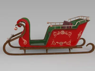 Santas Sleigh Low-poly 3D model
