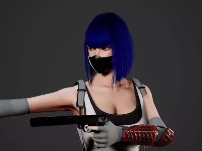 Secret Agent Girl - Game Ready Low-poly 3D model