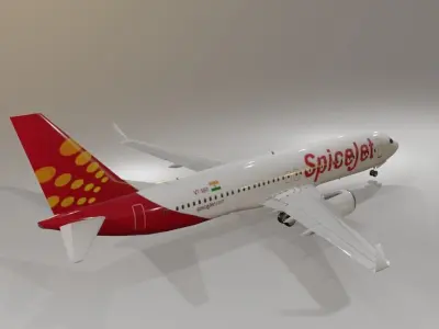 Spicejet Boeing 737-800 3D Model Low-poly 3D model