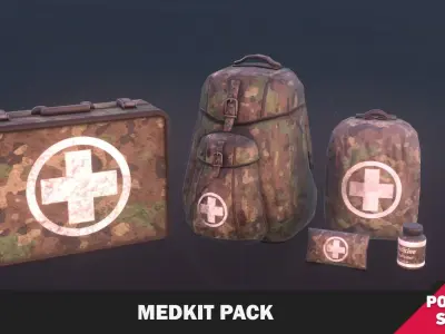 Medkit Pack Low-poly 3D model