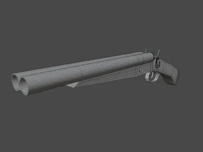 Double Barrel Shotgun Low-poly 3D model