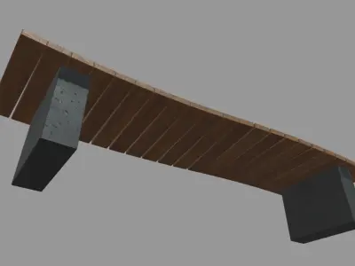 Low Poly Bench 015 Low-poly 3D model