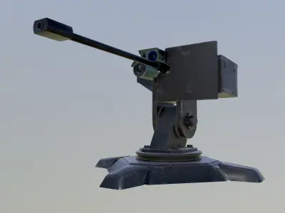 Combat automatic turret Low-poly 3D model