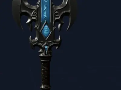 High Detail Fantasy Polearm Game-Ready Weapon Asset Low-poly 3D model