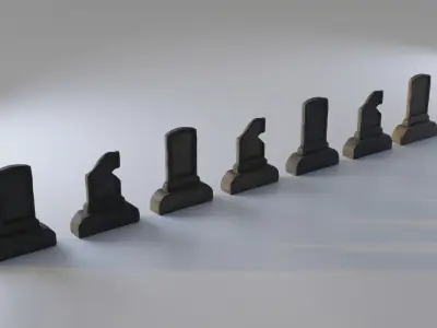 Hand Sculpted cemetery gravestones part 1 Low-poly 3D model