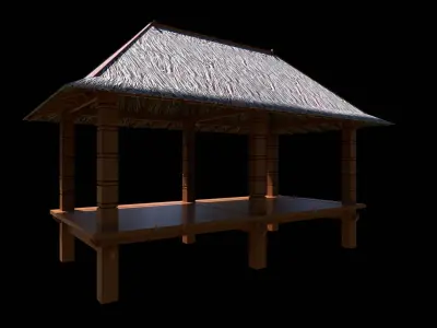 Berugak Sekenem From Indonesia Low-poly 3D model