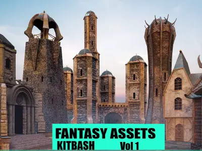 KITBASH-FANTASY ASSETS Vol 1 Low-poly 3D model