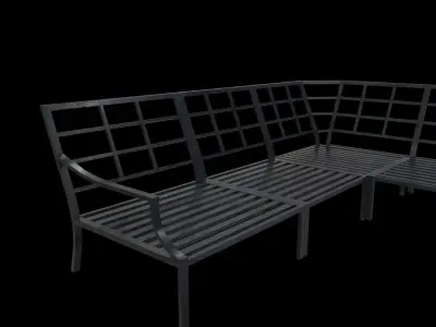 Bench10 wrought iron sectional sofa Low-poly 3D model