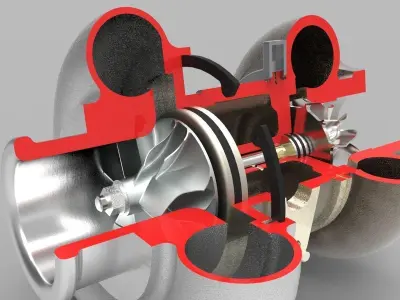 Turbocharger with air filter 3D model
