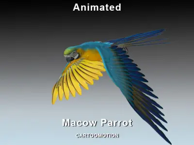 Blue Macaw Parrot Low-poly 3D model