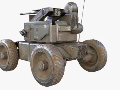 Battle vehicle with Guns Army tank Game Ready Rigged Low-poly 3D model