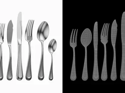 Classic Cutlery Set of 9 Pieces COLLECTION 3D model