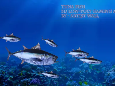 Tuna Fish Lowpoly 3D Gaming model  Low-poly 3D model