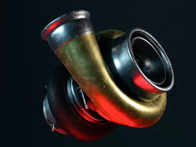 Turbocharger - car part Low-poly 3D model