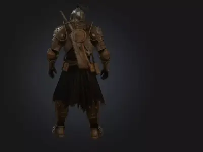 Scifi Medieval Knight - Heavy Metal Soldier Rigged Low-poly 3D model