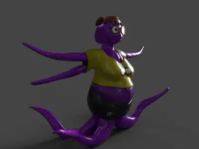 Octopus character Free low-poly 3D model