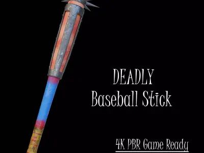 Deadly Baseball Stick Melee Weapon - 4K Game Ready Low-poly 3D model