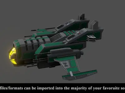 Sci-Fi  Fighter Ship v3 -  Low Poly - Game ready - PBR Low-poly 3D model