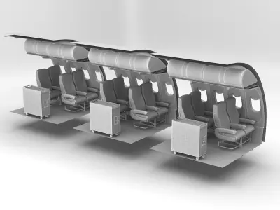airplane interior chair 3 color 3D model