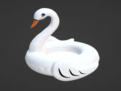 Inflatable White Swan Toy 3D model
