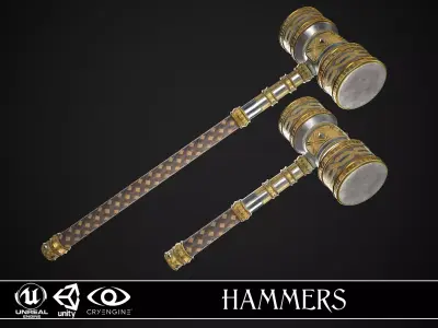 Fantasy Hammers 01 3D Model Pack