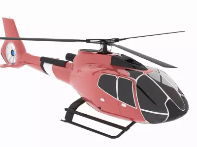 Helicopter H 130 Animated Low-poly 3D model