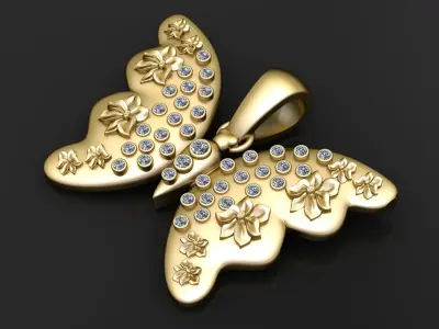 BUTTERFLY INSECT PENDANT 3D PRINTABLE MODEL 3D print model