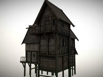 Medieval lake village - House 18 Low-poly 3D model