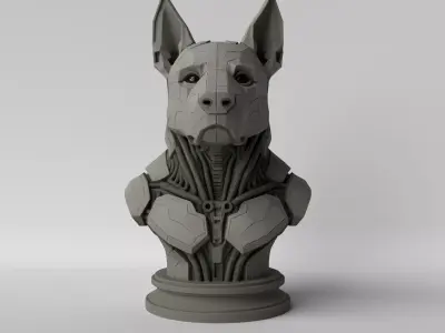 Cyber Dog Futuristic Mecha Dog Bust 3D print model
