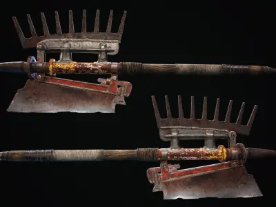 Two-handed axe Low-poly 3D model