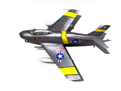 North American F-86 Sabre Low-poly PBR Low-poly 3D model