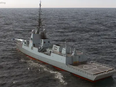 Military Ship air warfare destroyer HMAS Hobart  3D model