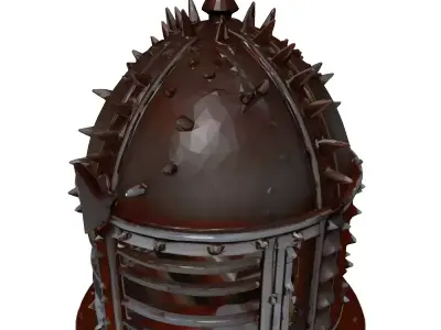 Rusty Medieval Cage Helmet 3D model