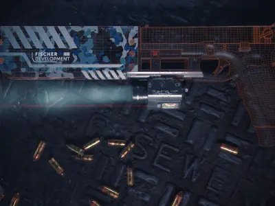 Glock 17 Pistol Gun Silencer Flashlight Attachement 3D model