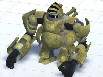 Robot-Heavy-cavalry spaceship with sun Low-poly 3D model