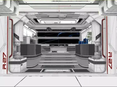 Futuristic Space Command Bedroom 3D Model 3D model
