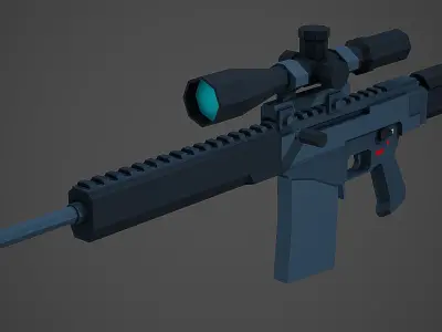 Stylized SVCh Rifle Low Poly Mobile Ready Low-poly 3D model
